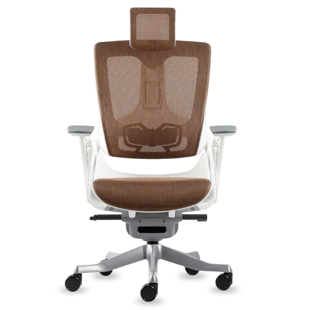 Wau 2 from the front, showing the mesh back and adjustable armrests